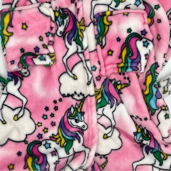 Girls Unicorn Hooded Plush Bathrobe Soft Kawaii Fleece Robe Swim Cover-Up Sz. 12 - Picture 5 of 7